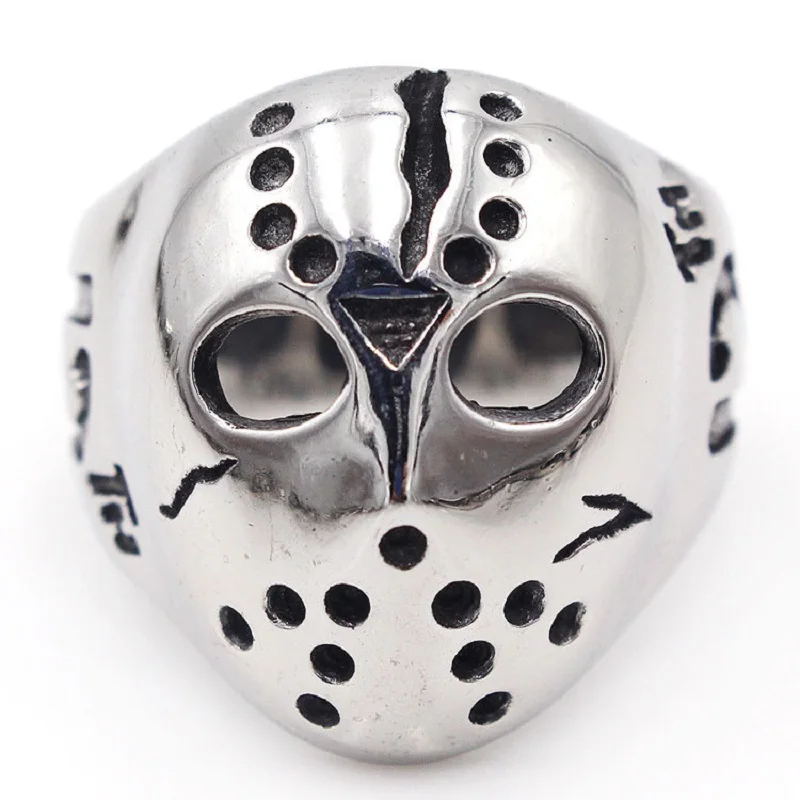 Кольца в стиле панк-рок мужские ретро кольца виде маски Джейсона для хоккея из