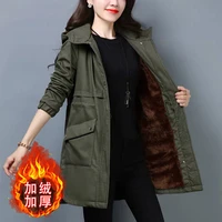 2022 new middle aged mothers winter jacket women cotton padded jacket velvet thickened mid long parkas hooded coat women