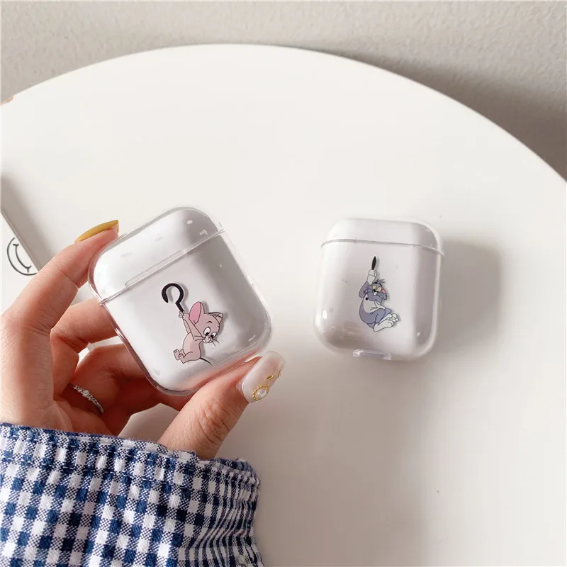 Милые, прозрачные чехлы для AirPods с забавным рисунком, беспроводные наушники, аксессуары для Apple Airpods, Жесткий Чехол для зарядки, сумки