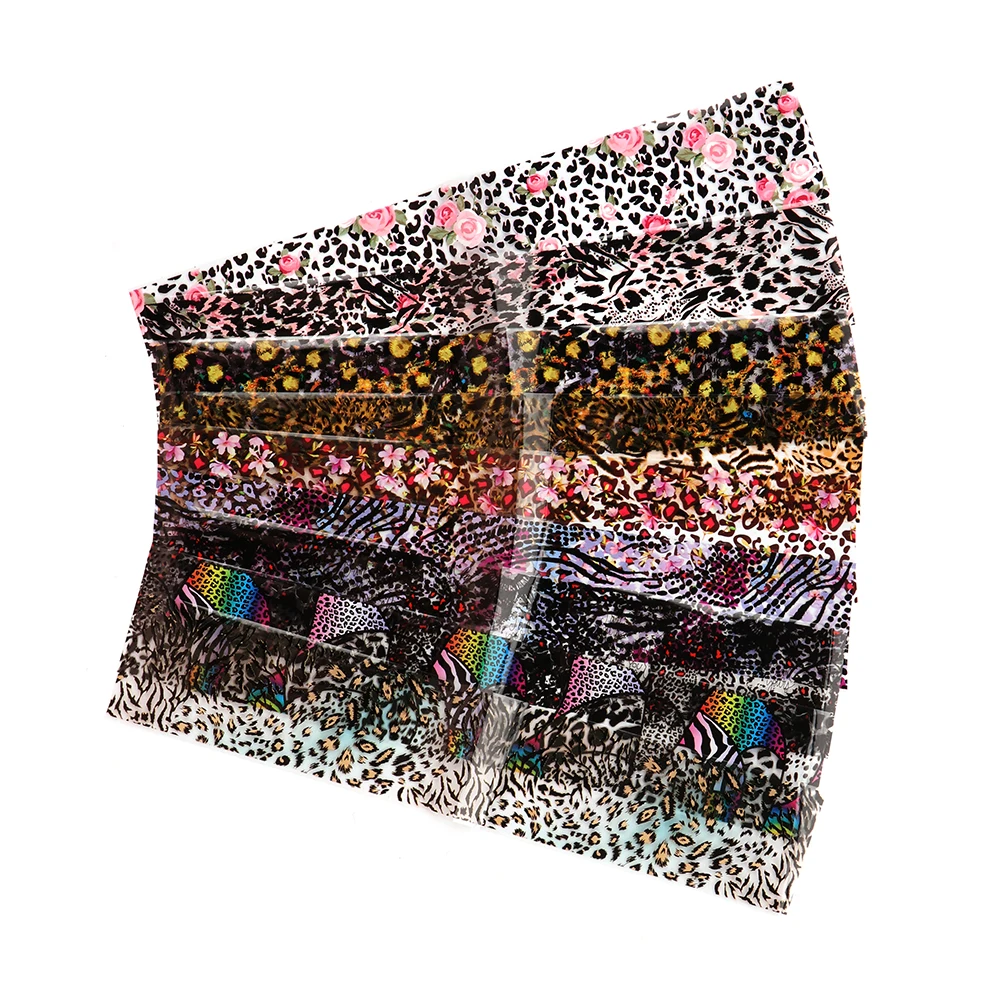 10 шт. 20x4 см с леопардовым принтом Фольга для ногтей наклейки Обертывания Набор