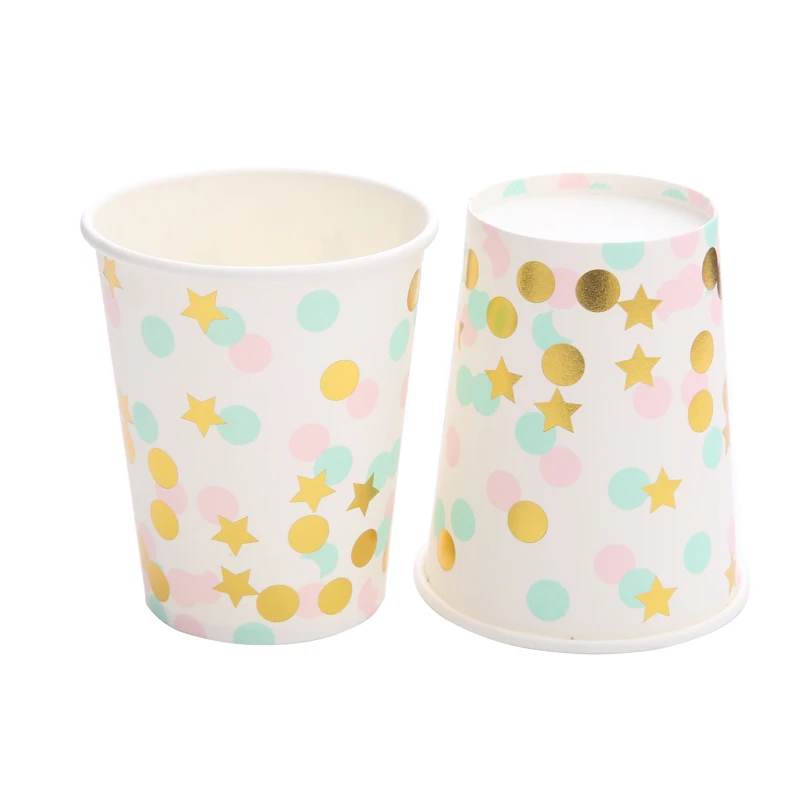 color dot 10 шт./лот, бумажные стаканчики из розового золота, одноразовая посуда, для свадьбы, дня рождения, вечеринки, декор для детского душа, вечерние принадлежности для детей, чашка для напитков - Цвет: color dot
