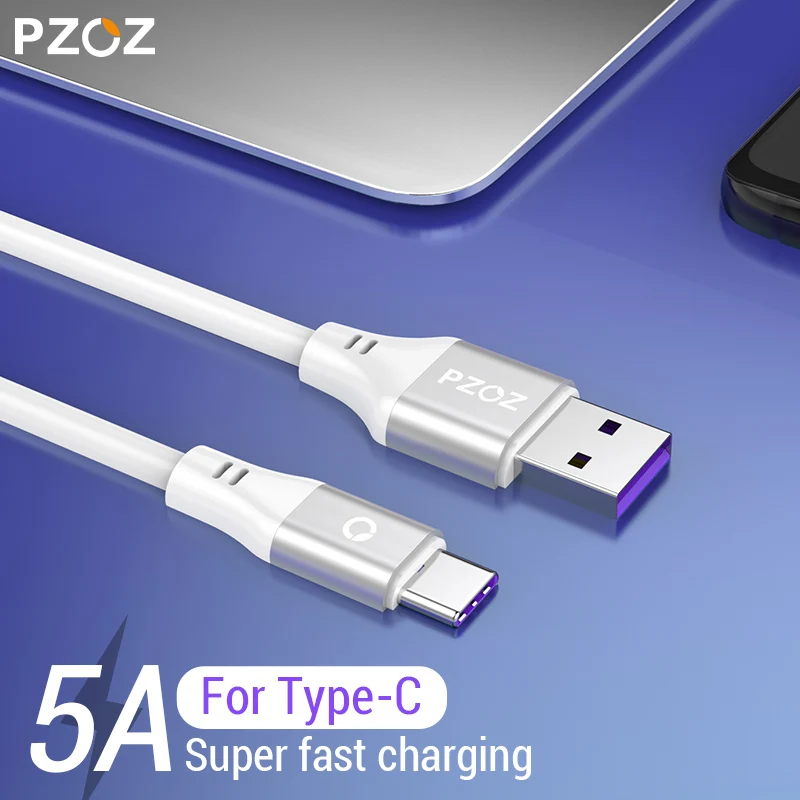PZOZ 5A Тип usb-C кабель для huawei P20 P10 P9 Коврики 20 Pro X 10 lite Honor 8X мобильного телефона Зарядное устройство Быстрая зарядка USB C данных шнур 5A Тип usb-C кабель для huawei мобильного телефона Зарядное