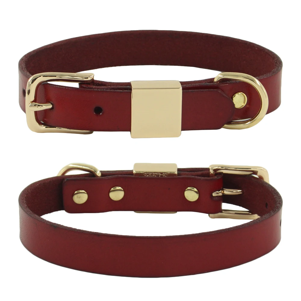 Ошейник для собак из натуральной кожи кожаный верхний слой однотонный больших и