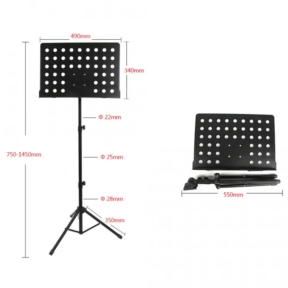Aluminum Alloy Thickening Music Stand Tripod Stand Holder Height Adjustable with high strength Aluminum Alloy material enlarge