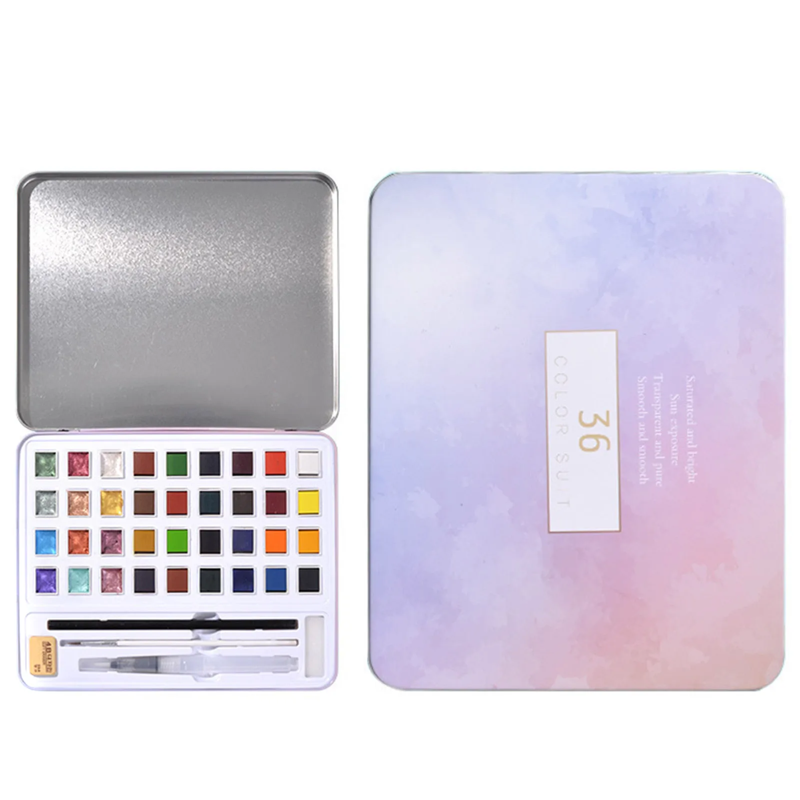 

Недавно металлик воды Цвет Набор для рисования 12/36 яркие Цвет в Портативный коробка быстросохнущая гладкая подарок для художника студентов