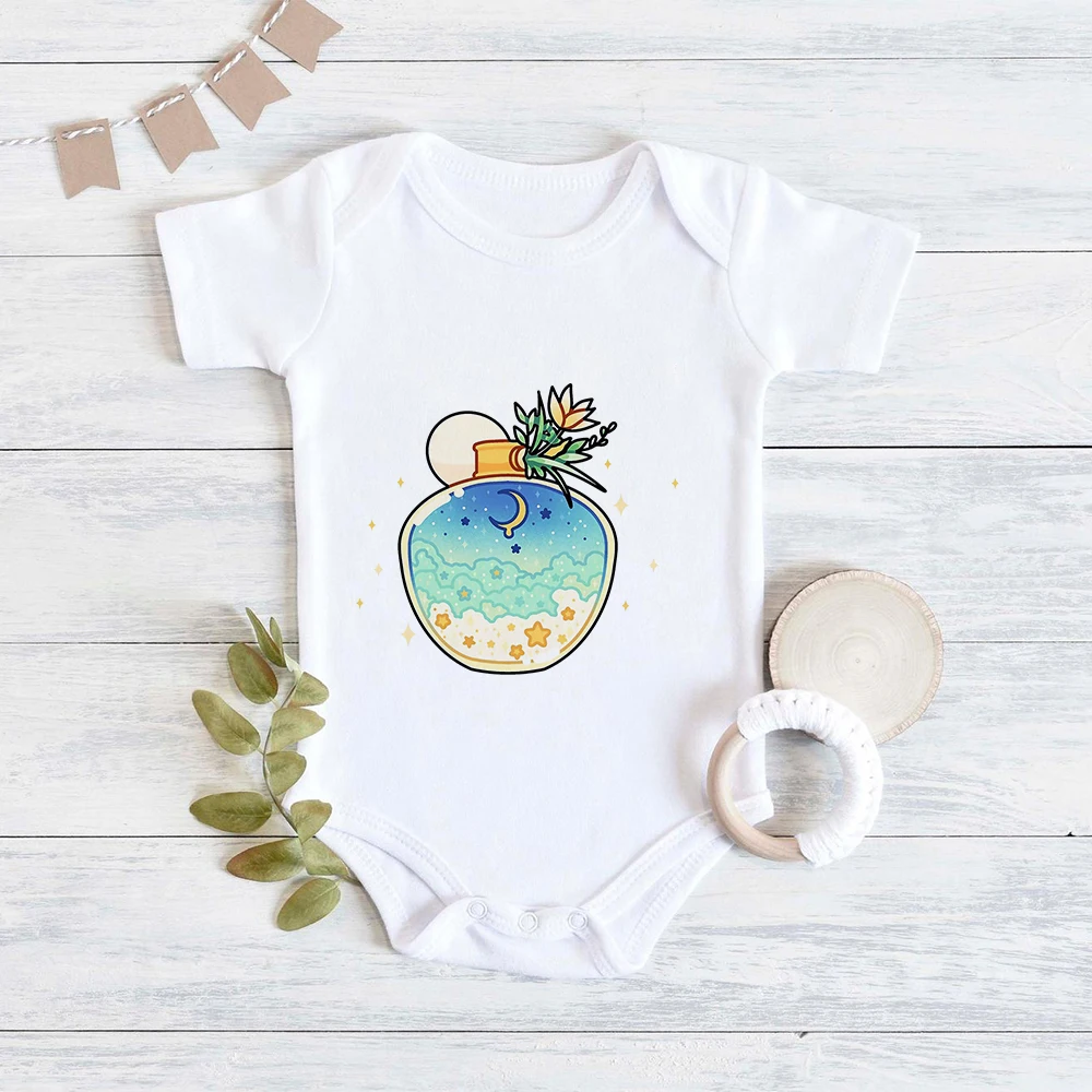 

Ropa Aesthetic Bebe Star Bottle Print Novelty Beautiful Baby Girl Clothes Fashion Y2k Short Sleeve Newborn Baby Boy Body Onesie
