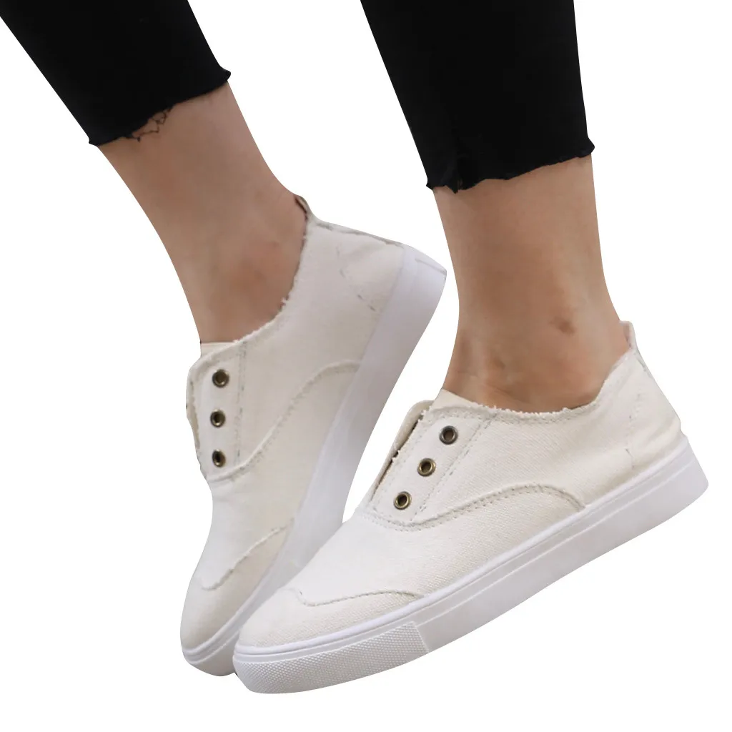 Женские кроссовки без застежки Цвет синий белый Нескользящие лоферы на плоской