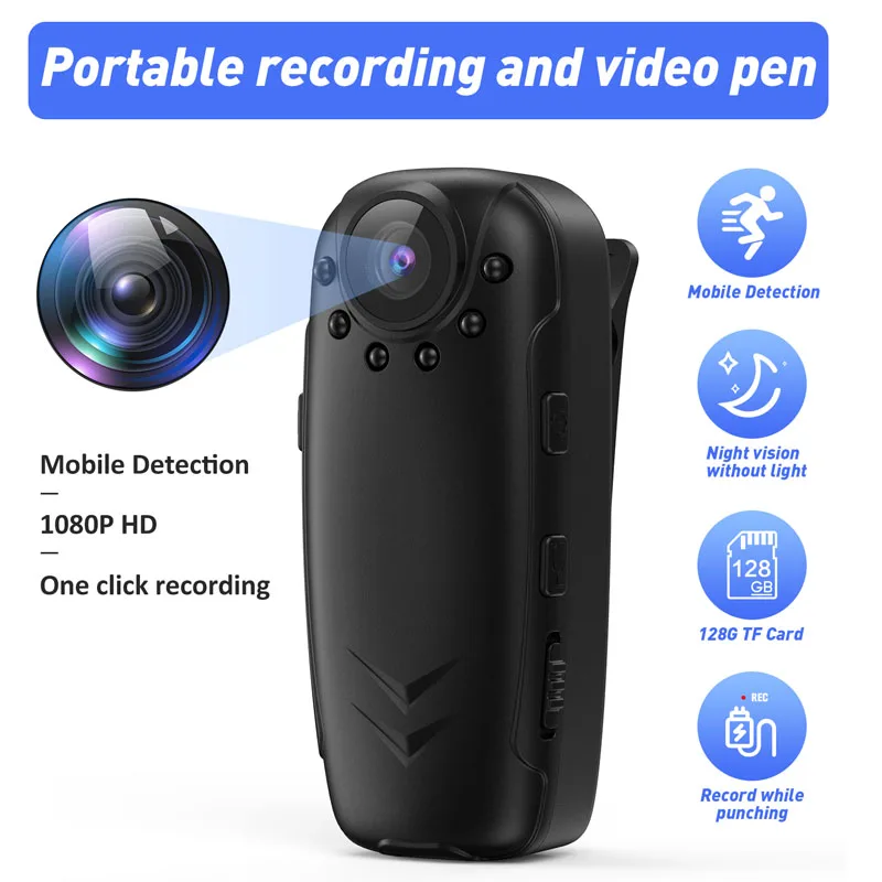 Мини-камера для правоохранительных органов, записывающее устройство 1080P, видеорегистратор, профессиональная портативная камера для тела, з...