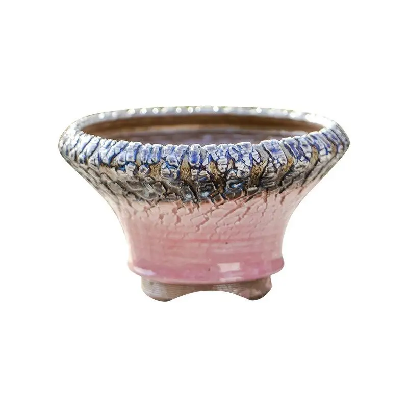 

1 Pc Ceramics Flower Vase Ceramic Succulents Flower Pot Flow Glaze Large Burst Stoneware Breathable Group Green Plants Ornaments