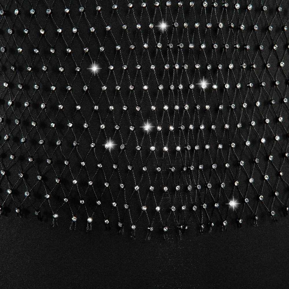 Сексуальный пляжный сетчатый летний топ Стразы женские прозрачные черные и