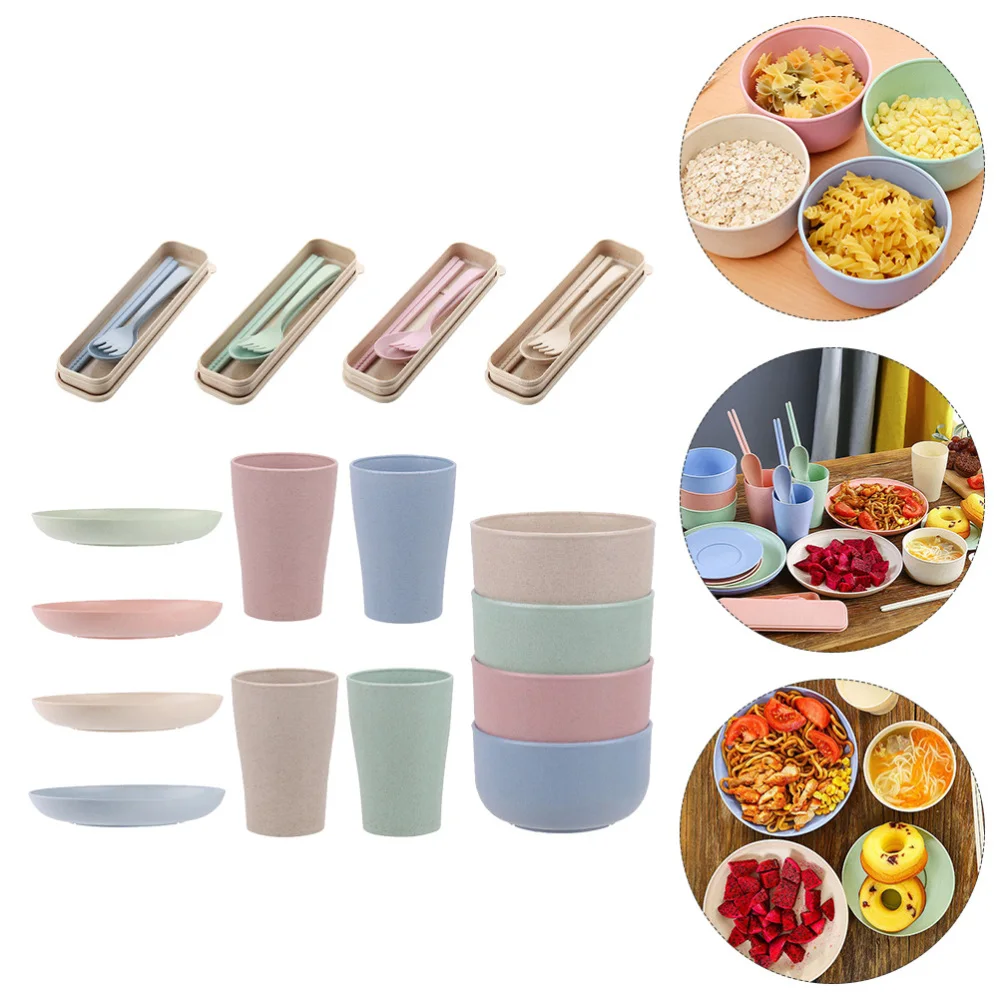 1 набор столовых приборов тарелки для еды миски лапши чашки воды палочки|Столовые