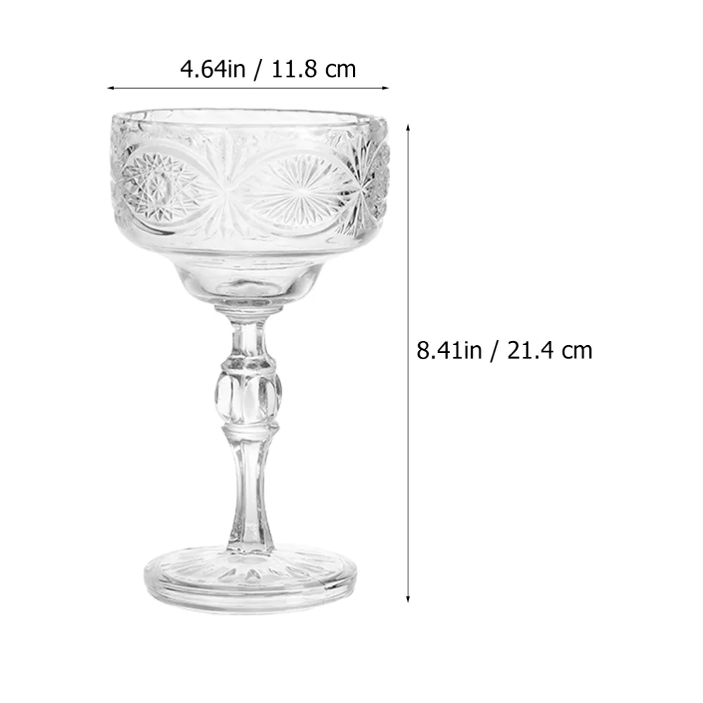 

1Pc Ice Cream Glass Goblet Dessert Cup with Relief Patterns (Transparent)