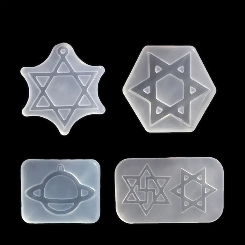 

Hexagram Small Planet Shape High-Definition Epoxy Mold Transparent Silicone Mould DIY Phone Decoration Tools Embossed Cake Molds
