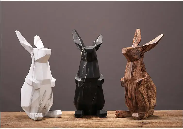 Европейские, полимерные геометрические Lucky Rabbit маленькие украшения, открывающие подарки на новоселье, домашняя мебель, гостиная/офис, Ремесла, Декор