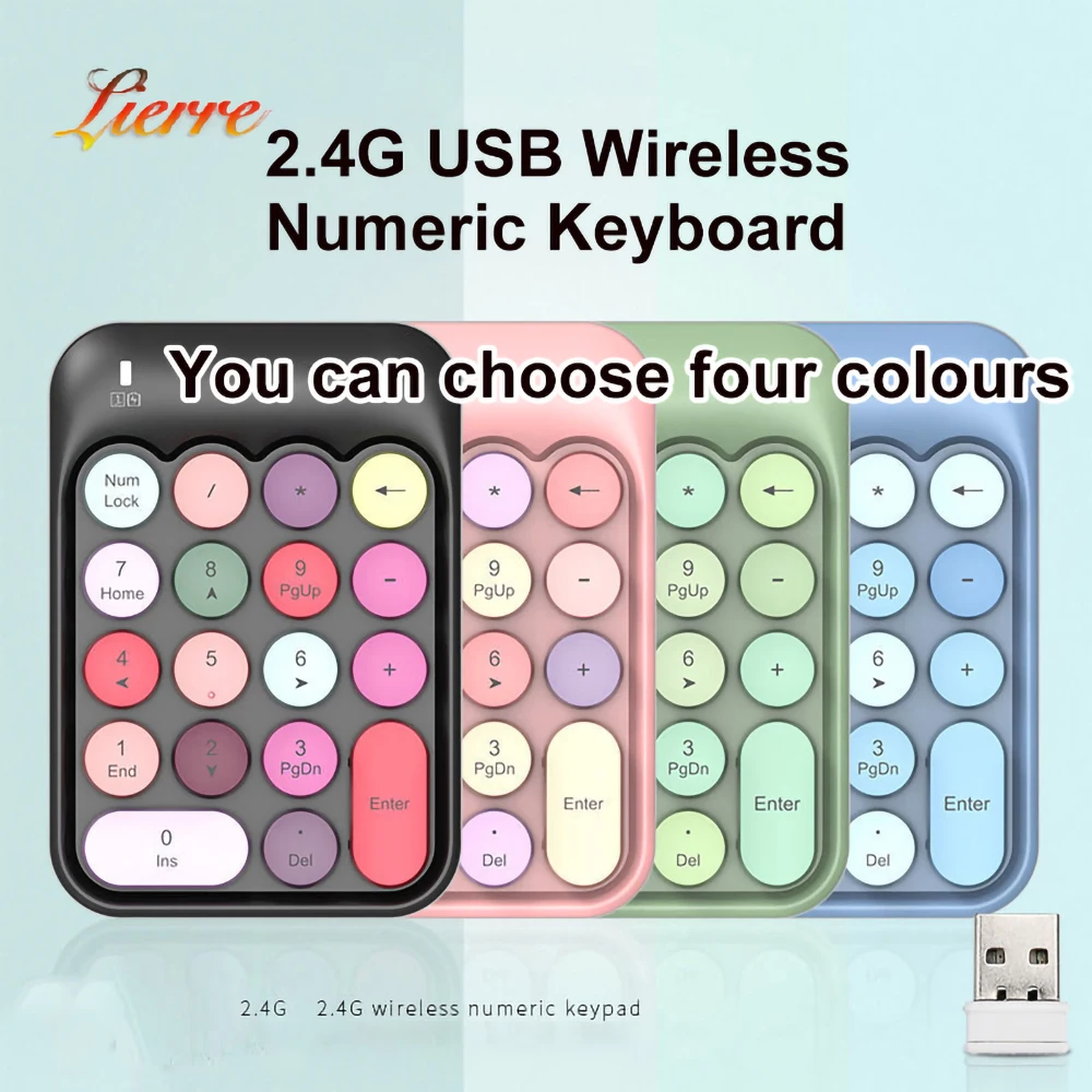 

Small-size 2.4GHz USB-Wireless Numeric Keypad Numpad 18 Keys Digital Keyboard for Accounting Teller Laptop Notebook Tablets