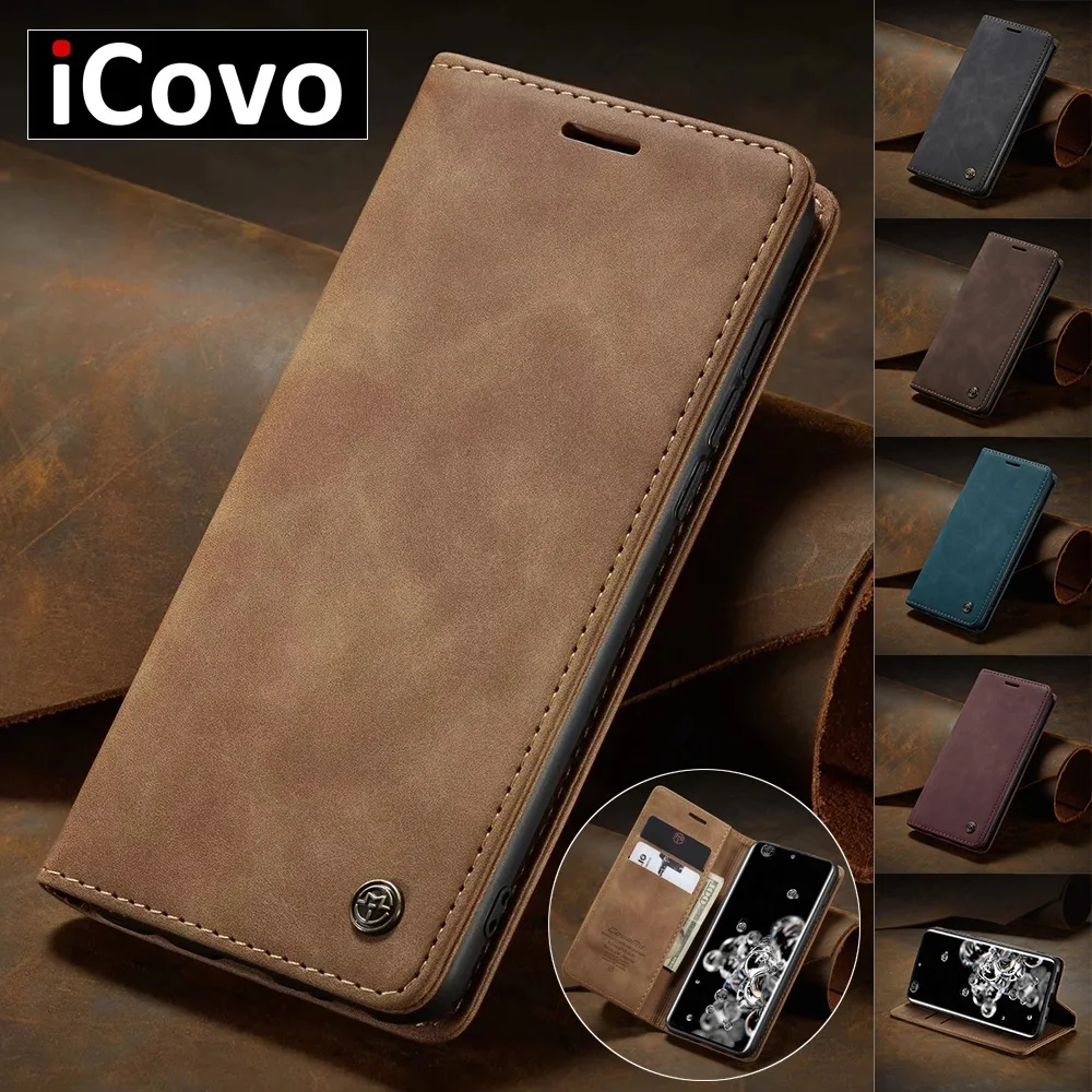 Note 20 Ultra Case  Matte Leather Flip Cover for Samsung A71 A51 A70 A50 A40 A30 A20 A10 Wallet Case S21 5G S20 Ultra Note 10 Plus S10 S10e S9 S8 S7 