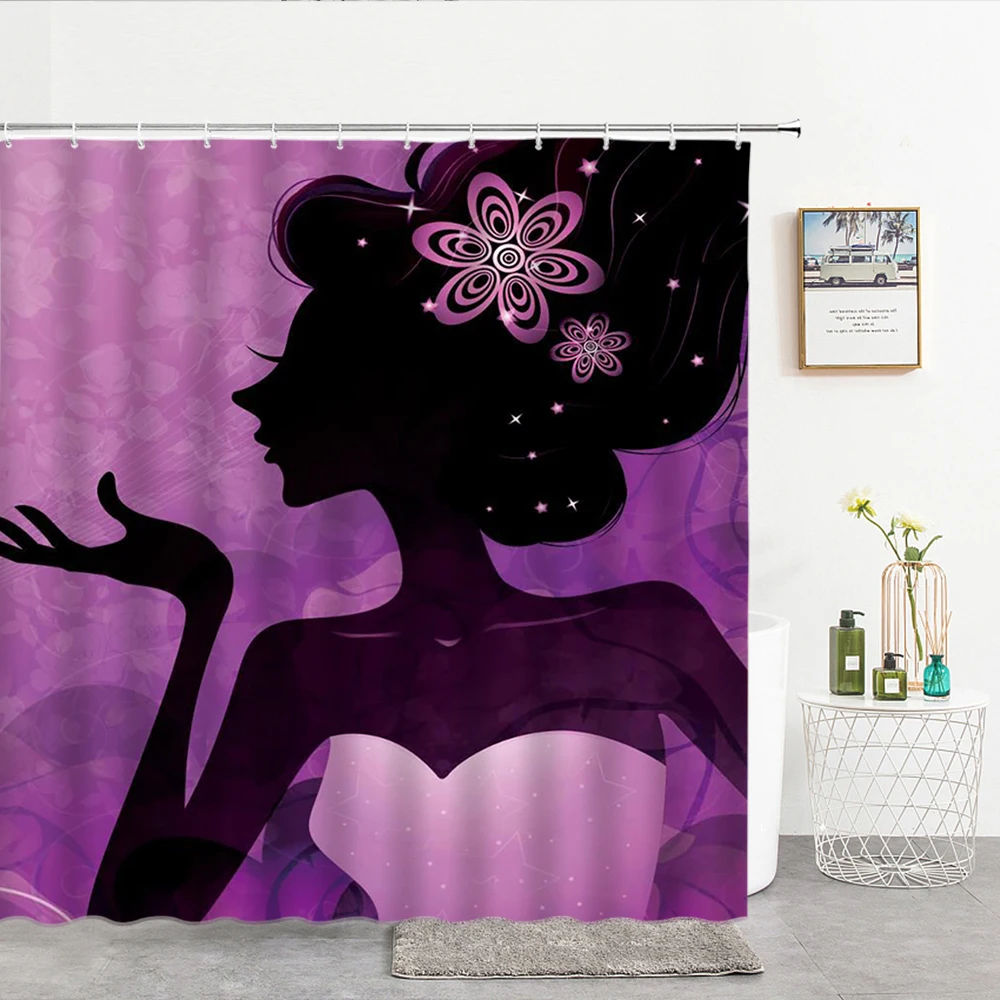 

Высококачественные современные женские занавески для ванной для девушек, водонепроницаемые занавески для душа, занавески для ванной из по...