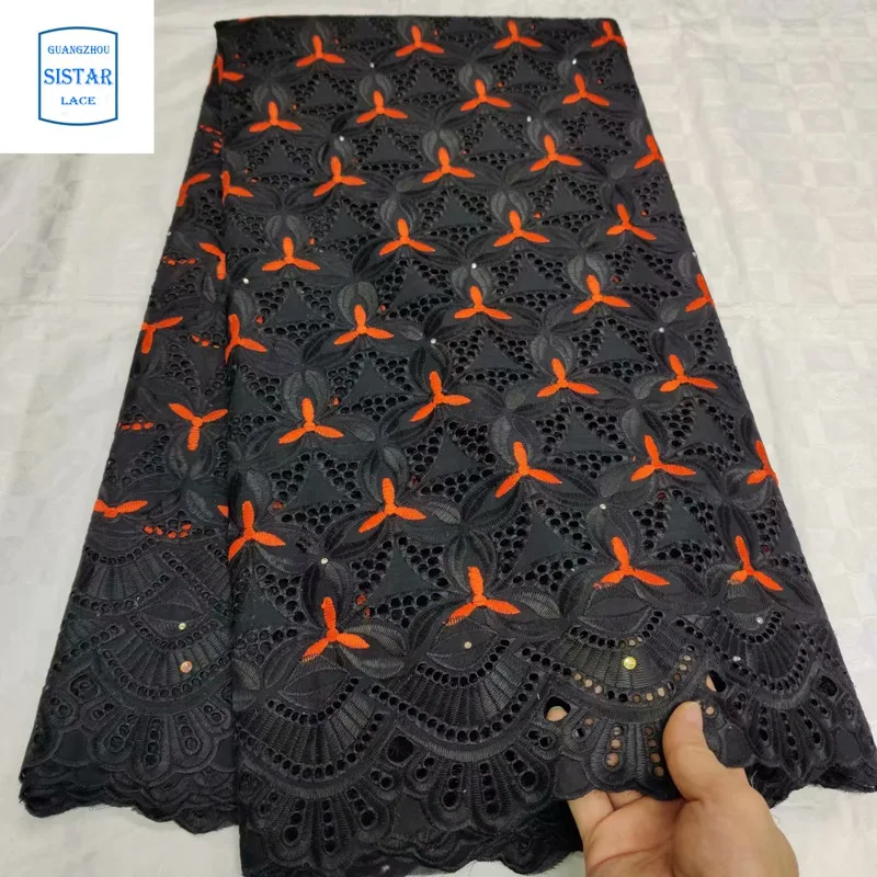 100% хлопок небесно-голубой швейцарский вуаль кружево в Швейцарии с камнями