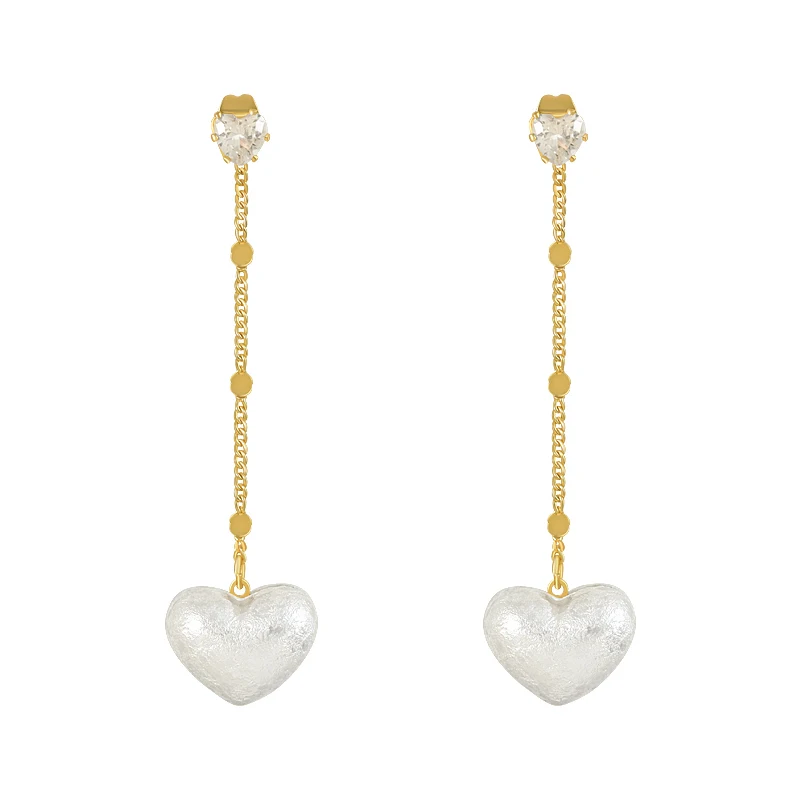 

2021 New Creative Foam Pearl Peach Heart Pendant Earrings For Woman Fashion Korean Jewelry Christmas Party Girl Unusual Earrings