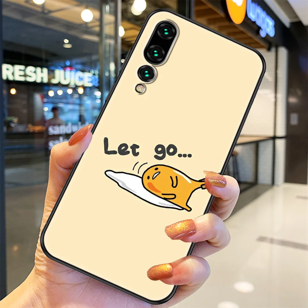 

Cute Cartoon Lazy Egg Gudetamas Phone case For Huawei Honor 6 7 8 9 10 10i 20 A C X Lite Pro Play black art coque fashion bumper