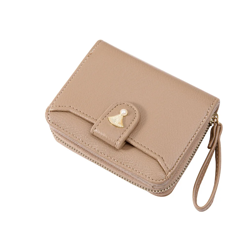 

2021 Korean Fashion Leather Woman purse 7 Colors Short Wallet Multifunction Women's cardholders Zipper Solid carteira feminina