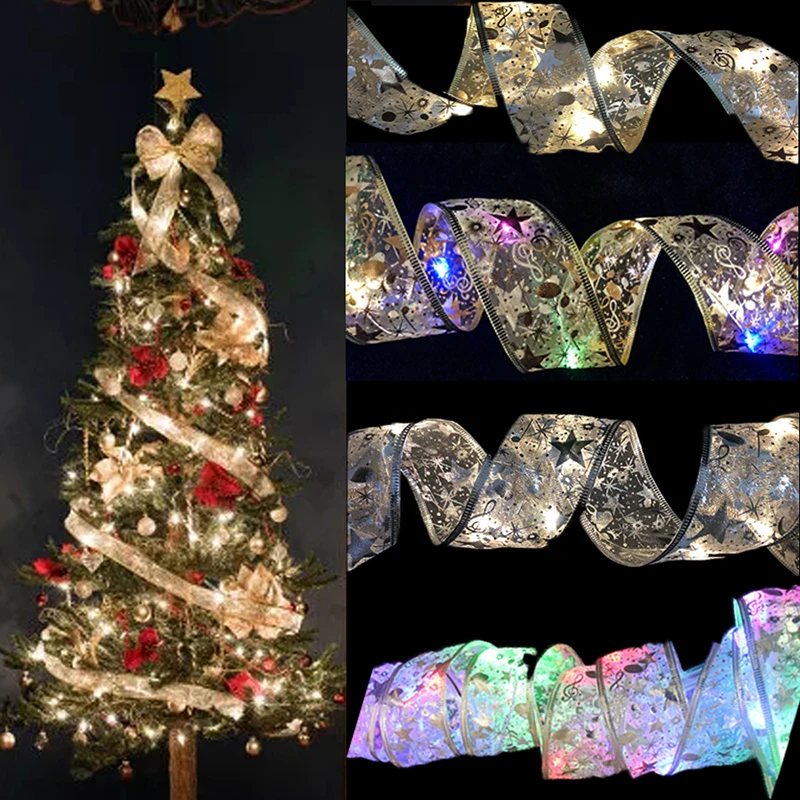 

New Fairy String Lights Waterproof LED 1/2m Wire Ribbon Bows Lights for Party Weddings Holiday Christmas Tree Decorations