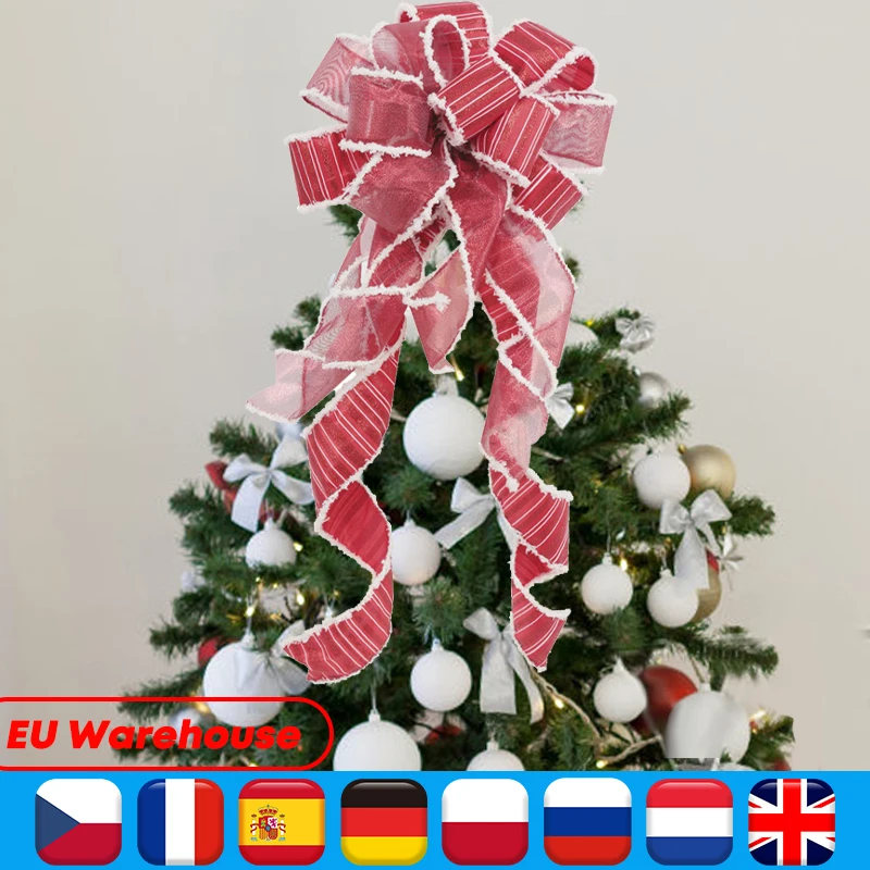 

Льняной бант «сделай сам», Рождественский бант, лента, новогодний декор, украшение для рождественской елки, банты для домашнего творчества, ...