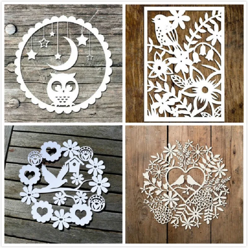 DiyArts цветочные круглые штампы Сова Луна Любовь Птица металлические Вырубные