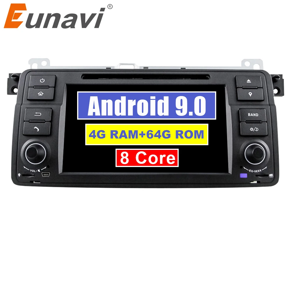Автомобильный мультимедийный плеер Eunavi 1 Din Android 9 для BMW E46 M3 318/320/325/330/335 Rover 75 1998-2006