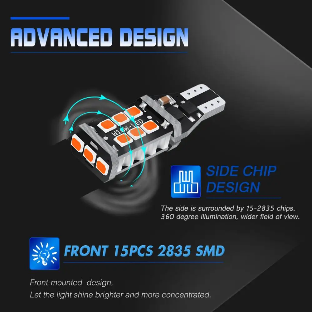 Светодиодсветодиодный лампы T15 W16W с нитью накаливания 15SMD 2835 4 шт. 5 Вт для