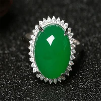 green natural chalcedony opening adjustable beautiful ring for women mothers day whole sale