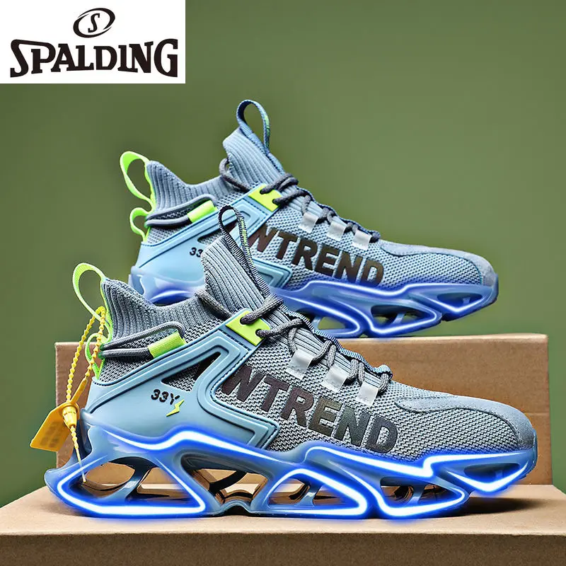 

Spalding Men's Fashion Summer New 2021 Non-slip Breathable Casual All-match Basketball Shoes Simple Flying Woven Sports Shoes