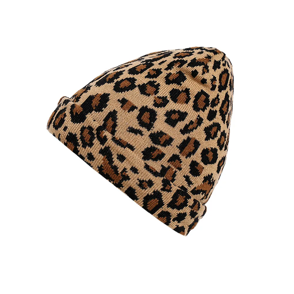 

Adult Women Men Winter Leopard Crochet Hat Knit Hat Warm Cap