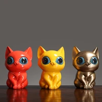 cute big eyed cat resin sculpture table top ornaments cartoon animal cat figurines crafts childrens room decor christmas gifts