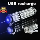 USB перезаряжаемые самые мощные 2 Вт синие лазерные указки со встроенной батареей Лазерный фонарь 5000 нм м