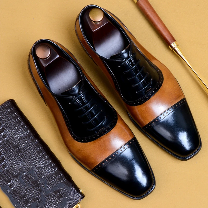 

Mens formal shoes Genuine leather oxford shoes for men dressing wedding men's brogues office shoes lace up male men shoes