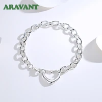 925 silver hollow heart bracelet chain for women braceletbangle silver 925 jewelry