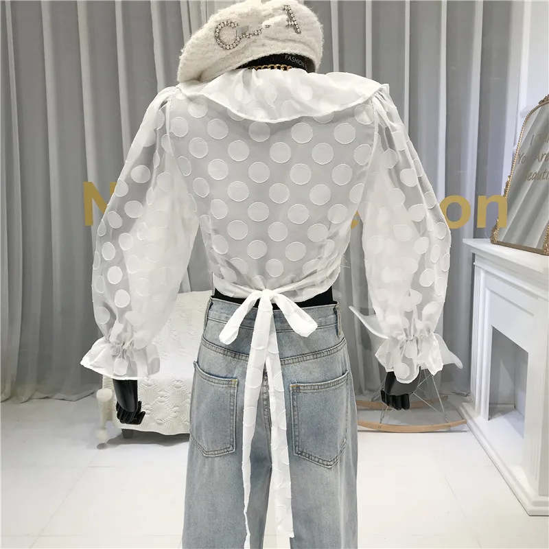 

V-neck strap Flare sleeve sunscreen shirt women's 2020 summer new foreign ruffled thin short long-sleeved shirt
