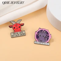 red santa goat pentagram array enamel pins purple cat punk brooches party pin accessories backpack gift women men jewelry