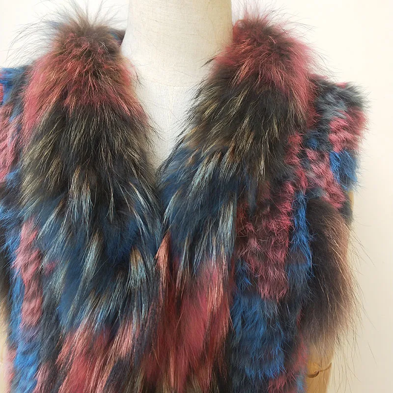 

Female Real Rabbit Fur Knitted Vest 2020 Fashion Multicolor Genuine Fur Gilet Women Winter Warm Natural Rabbit Fur Waistcoat