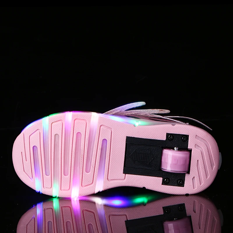 Gold Pink Black Cheap Child Fashion Girls Boys LED Light Roller Skate Shoes For Children Kids Sneakers With Wheels One wheels | Детская