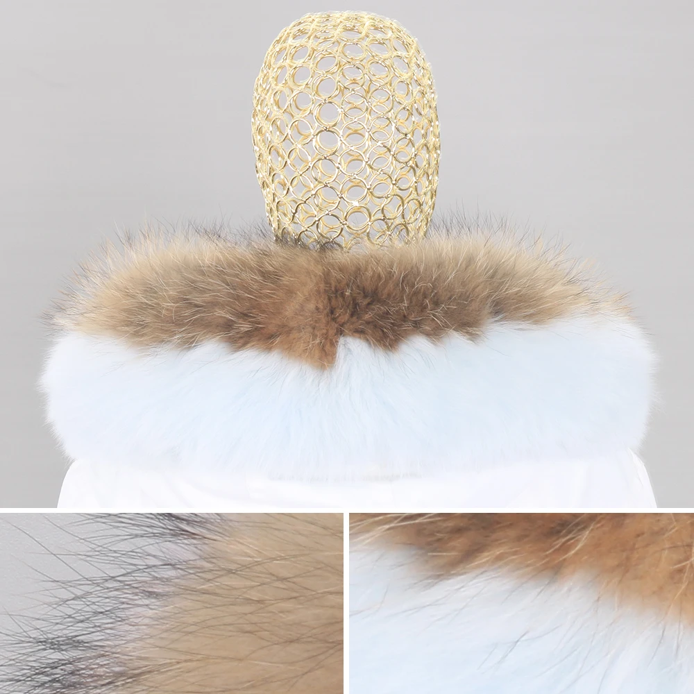 2022 Winter Jacket Women Real Fur Coat Silver Fox Color Matching Thick Racoon With Fox Fur Collar Natual fur Parka Streetwear