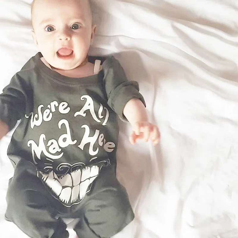 0-2 year old long sleeve Jumpsuit grey creeping suit and big mouth |