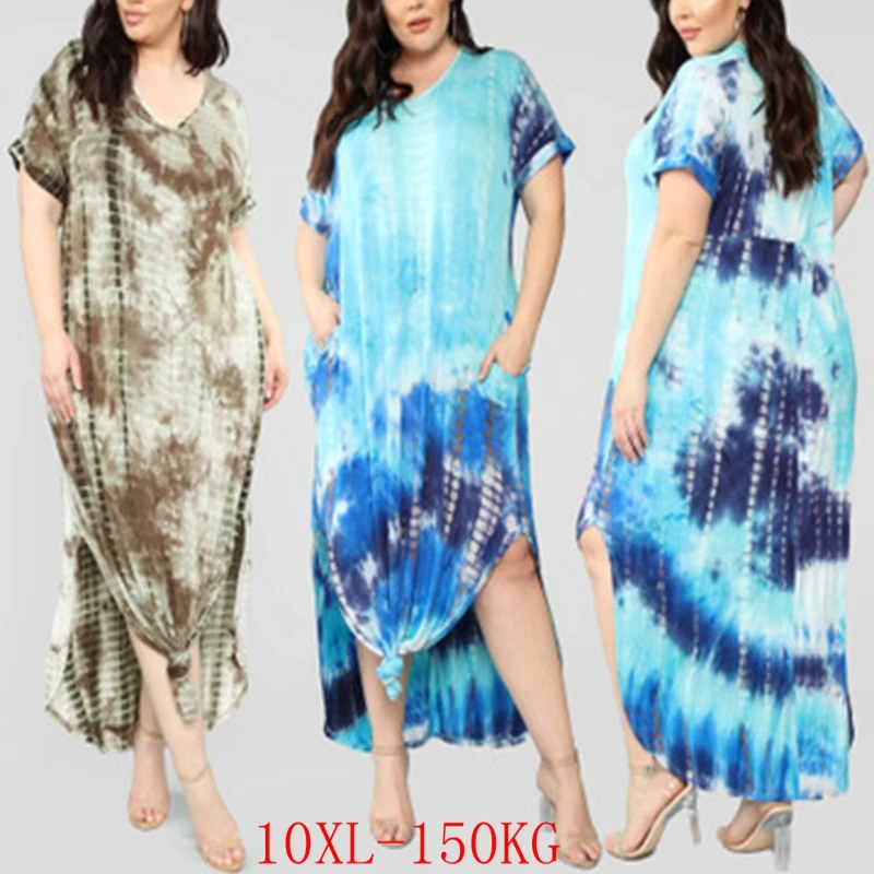 Женское длинное эластичное платье с принтом прямое Повседневное большого