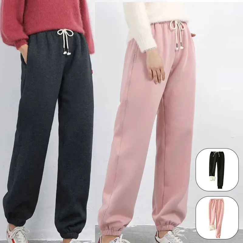 

2021 New Fleece Trainingsbroek Warm Sweatpants Winter Fashionable Pants For Women Girls Femme Pantalon Mujer Pantalones