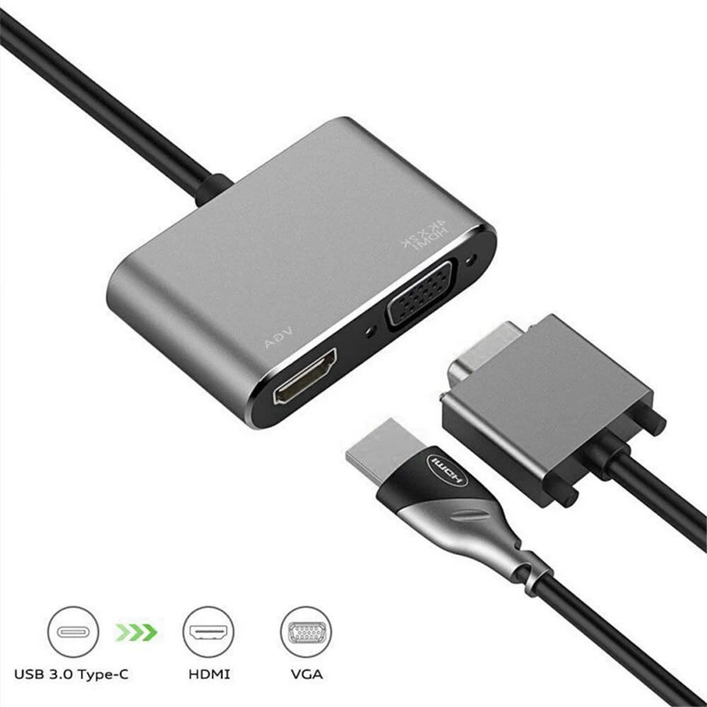 USB C Type To HDMI-compatible VGA Adapter 4K USB3.1 Audio Video Converter For Samsung Galaxy S10/S9/S8 Huawei Mate 20/P30 Pro |
