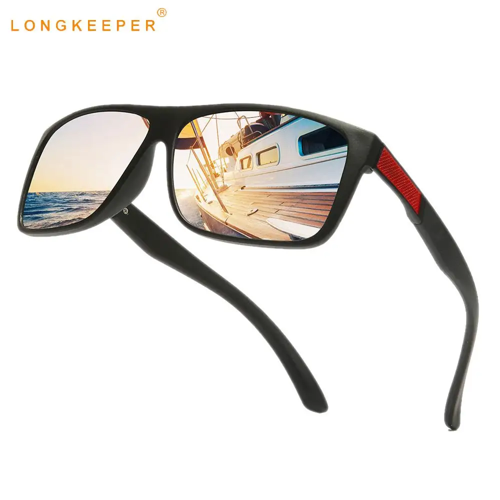 

LongKeeper TR90 Polarized Sunglasses Men Women Vintage Rectangle Sun Glasses Anti-UV Driving Goggles Mirror Oculos masculino