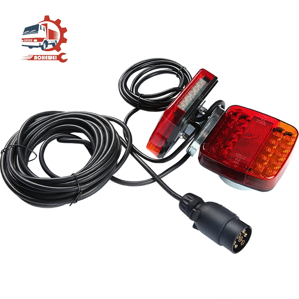 AOHEWEI Magnetic 20 LED Trailer Tail Light Kit 7.5m Cable Truck Lamp with 7 Pin Plug Adapter for Lorry Caravan Rear Brake Signal