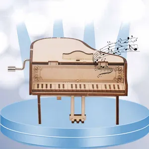 Игрушка-Пазл сделай сам, многофункциональная музыкальная шкатулка в форме пианино из липы, естественного цвета для настольного декора, подарок для детей, 1 шт.