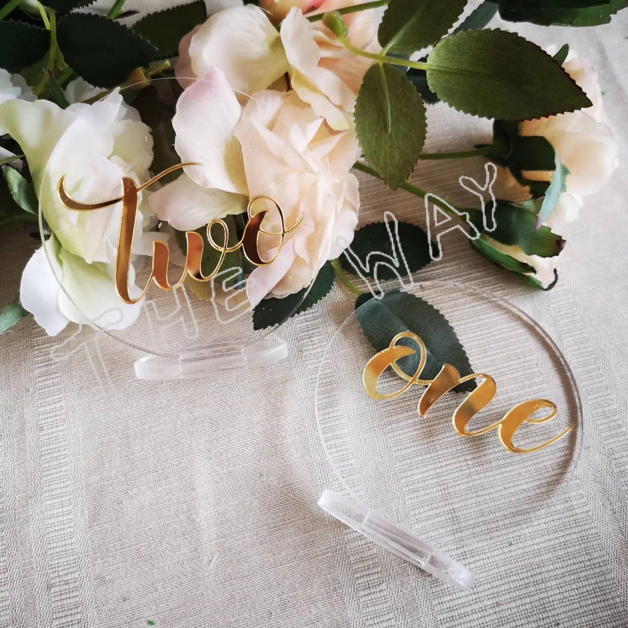 

Acrylic Calligraphy Table Numbers With Acrylic Stand Round Table Number Sign Gold Foil Mirror Table Numbers Party Birthday Decor